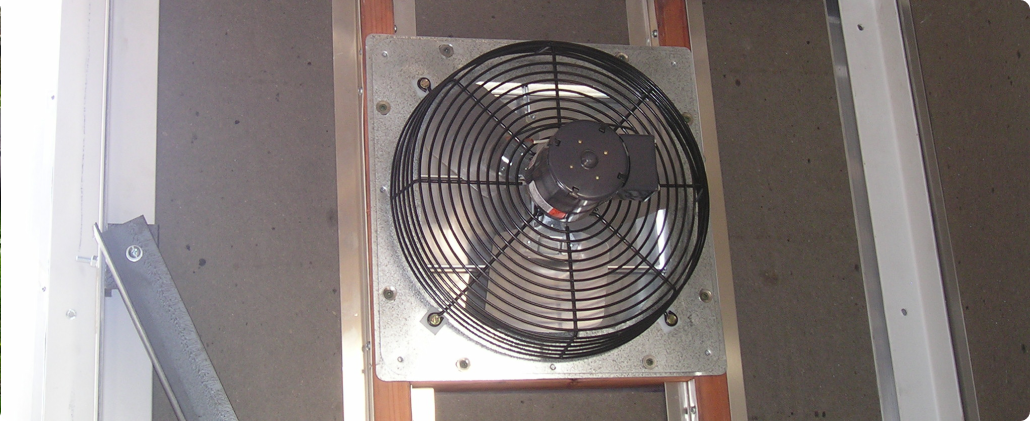 A fan for climate control in a safe-t-cover enclosure