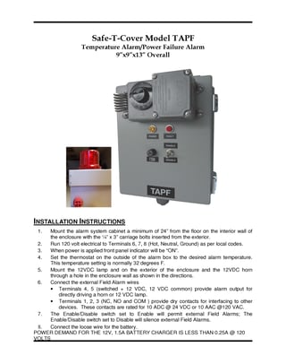 Safe-T-Cover Model TAPF Installation Instructions