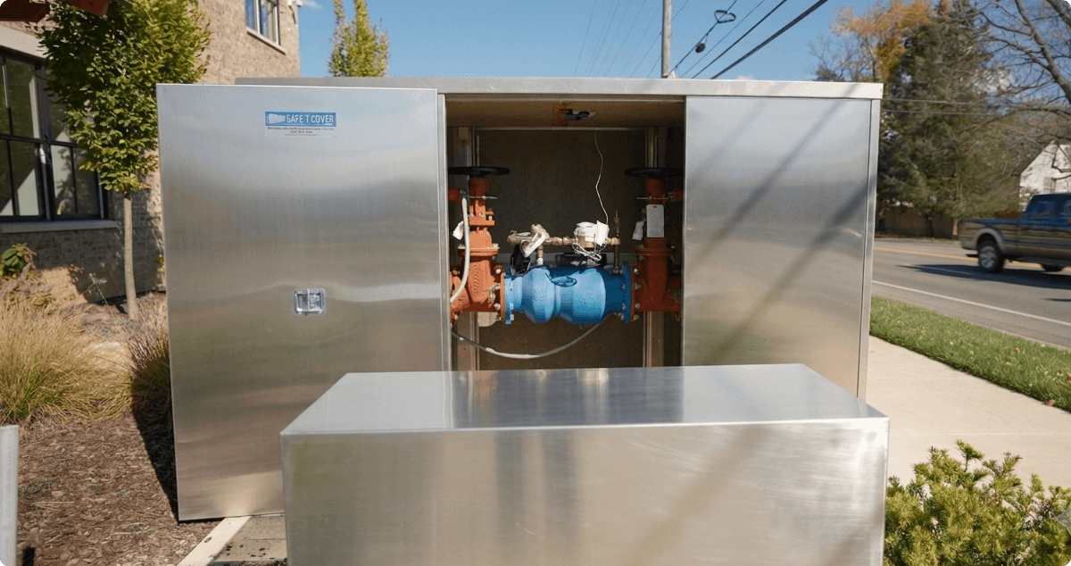 RPZ inside an aluminum enclosure by Safe-T-Cover