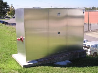 Fire department connection on an enclosure 