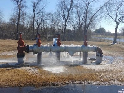 broken backflow preventer due to cold weather and freezing