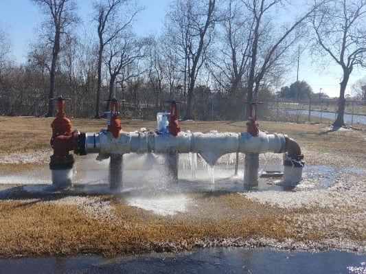 broken backflow preventer due to cold weather