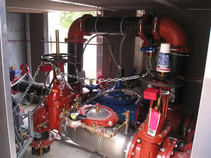 Backflow preventer in above-ground enclosure