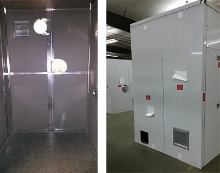 The interior and side view of a custom industrial enclosure by Safe-T-Cover