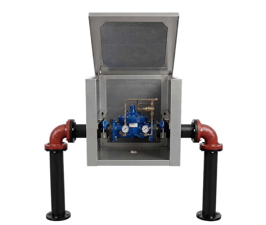 Safe-T-Cover's patented control valve enclosure can be installed at any height