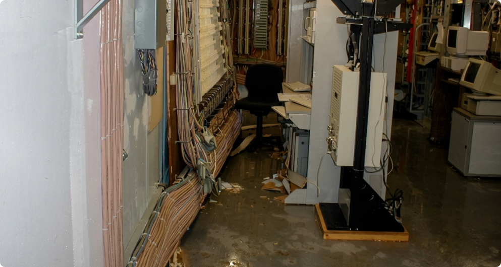 A damaged wiring room due to RPZ discharge