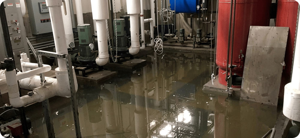 A flooded commercial building due to installing an RPZ indoors