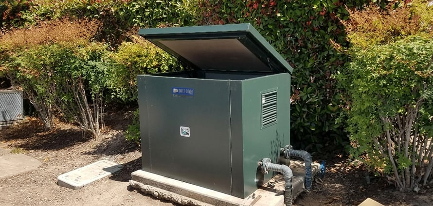 A Safe-T-Cover-designed irrigation booster pump enclosure with hinged lid