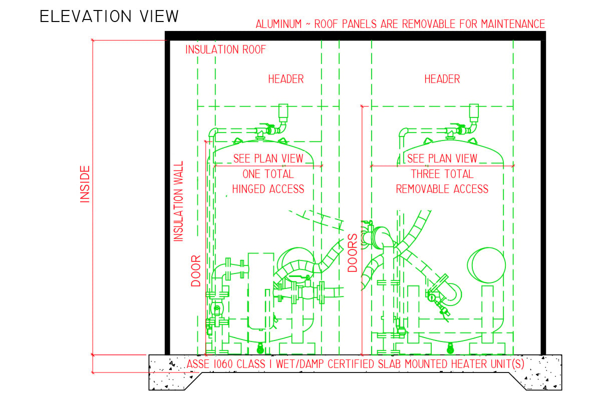 Above-Ground PFAS enclosure standard details elevation view by Safe-T-Cover
