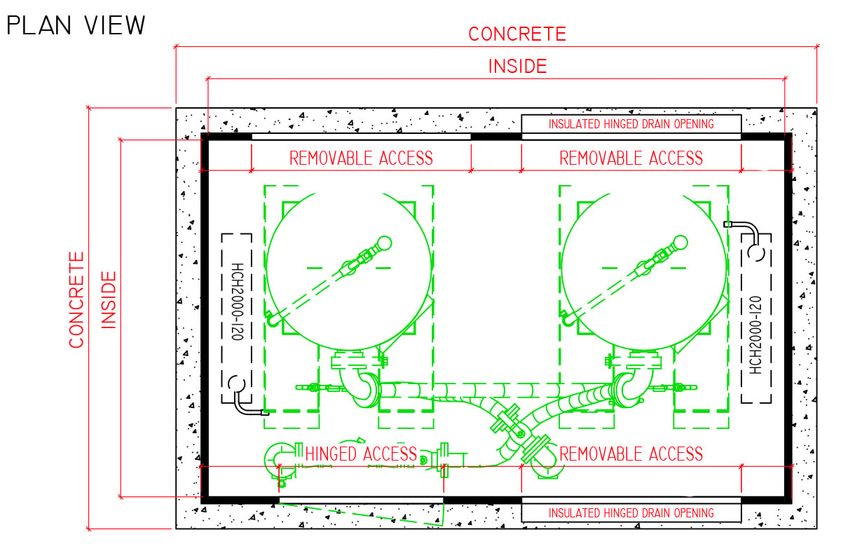Above-Ground PFAS enclosure standard details plan view by Safe-T-Cover